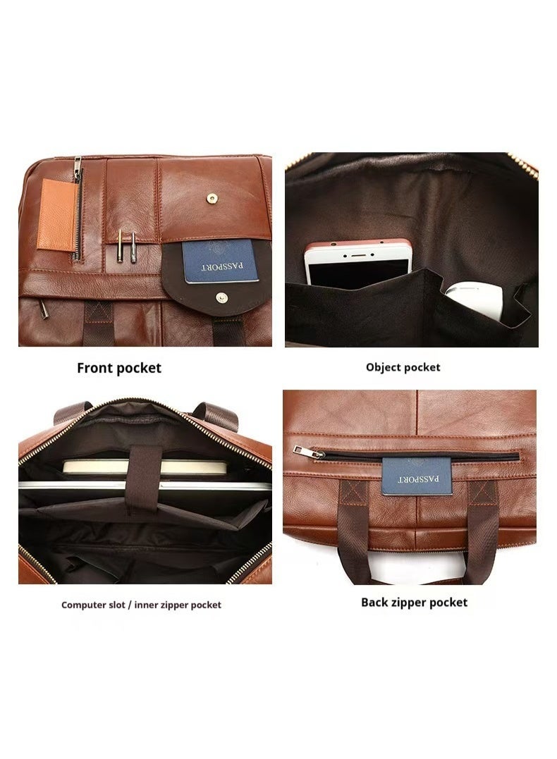 Yoze Laptop bag for men, laptop bag leather, business briefcase, large capacity for 14 inch computer - Image 4